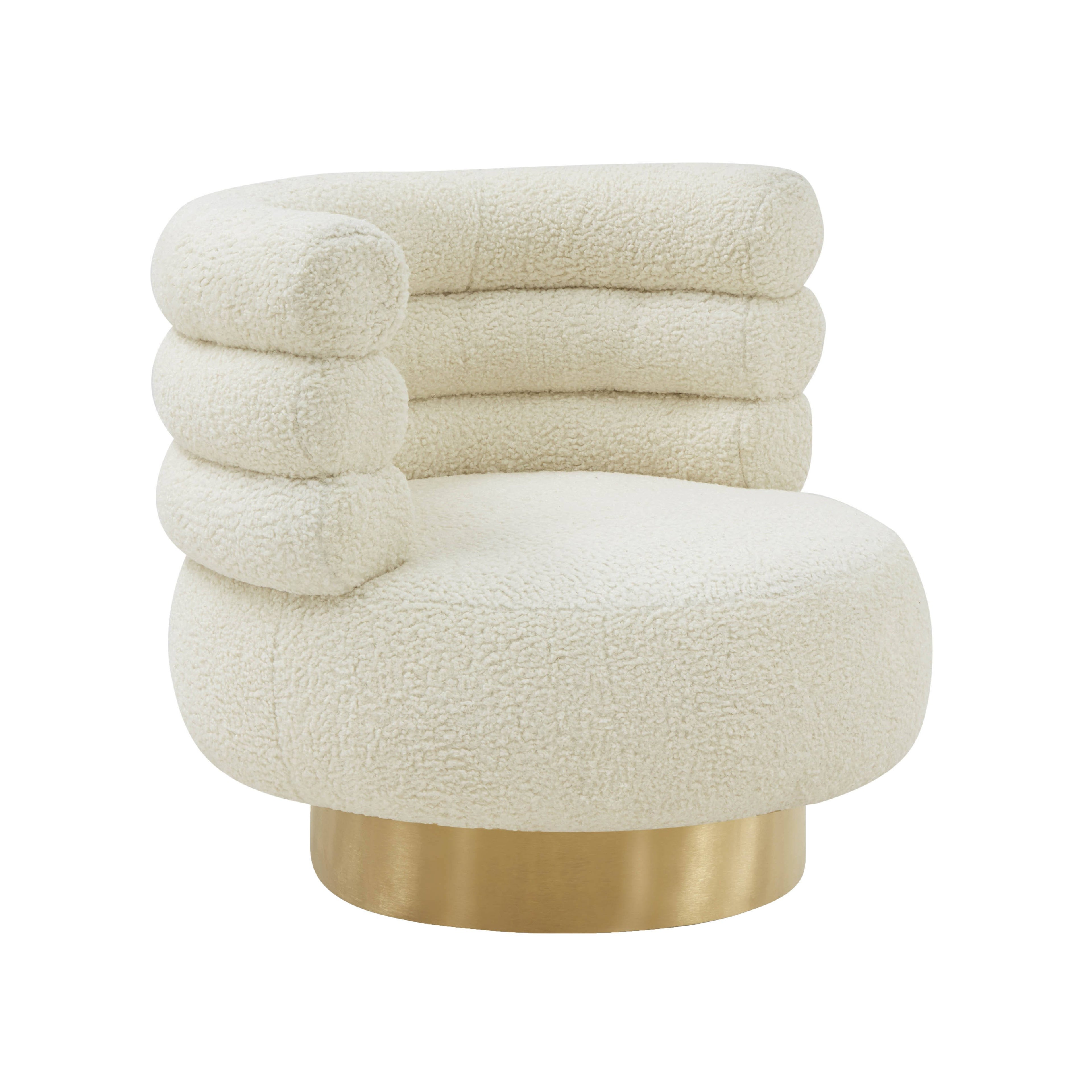Cream Faux Shearling Swivel Chair B4374