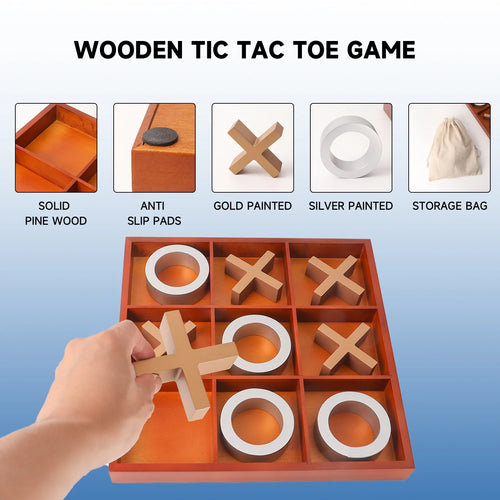 14" Wooden Tic-Tac-Toe Game Set F71827