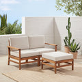 Brown Solid Wood 3-Piece Outdoor Sectional J1374
