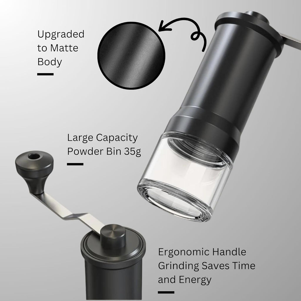Adjustable Manual Coffee Grinder with Ceramic Burr Hand Crank Mill Black Q82845