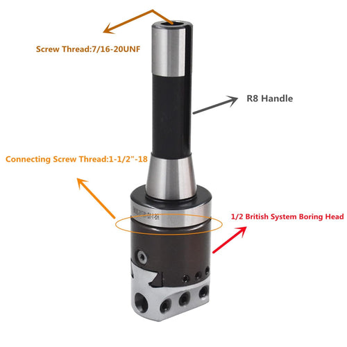 2 Boring Head R8 Shank 1/2 Carbide Boring Bar Set Z3964