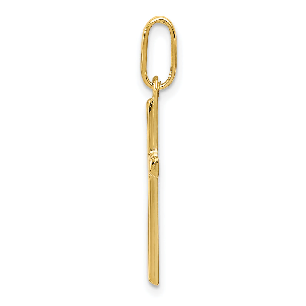 14K Yellow Gold Hollow Cross Pendant Charm with Rope Chain Necklace 20'' W768853
