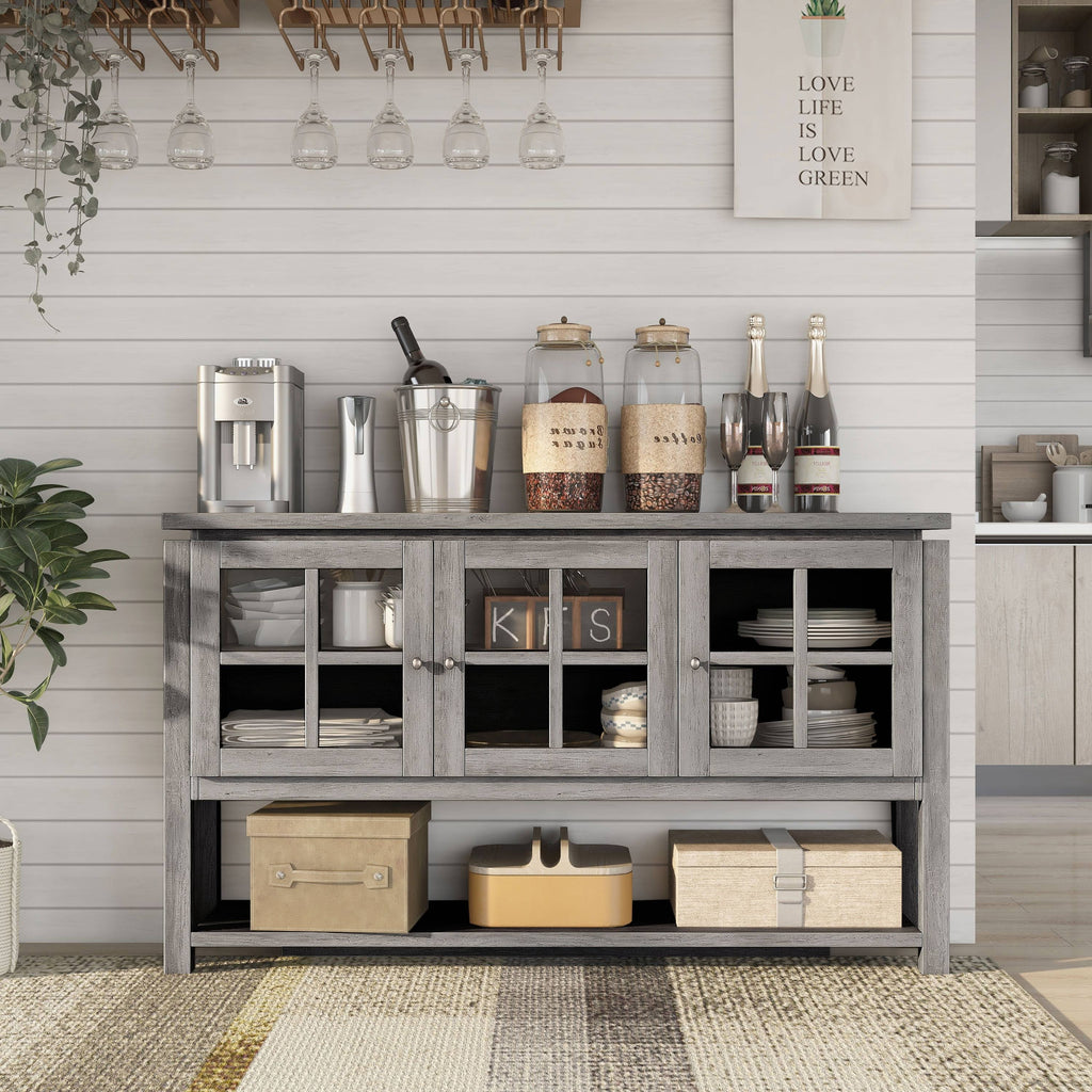 Gray Contemporary Buffet Table P589815