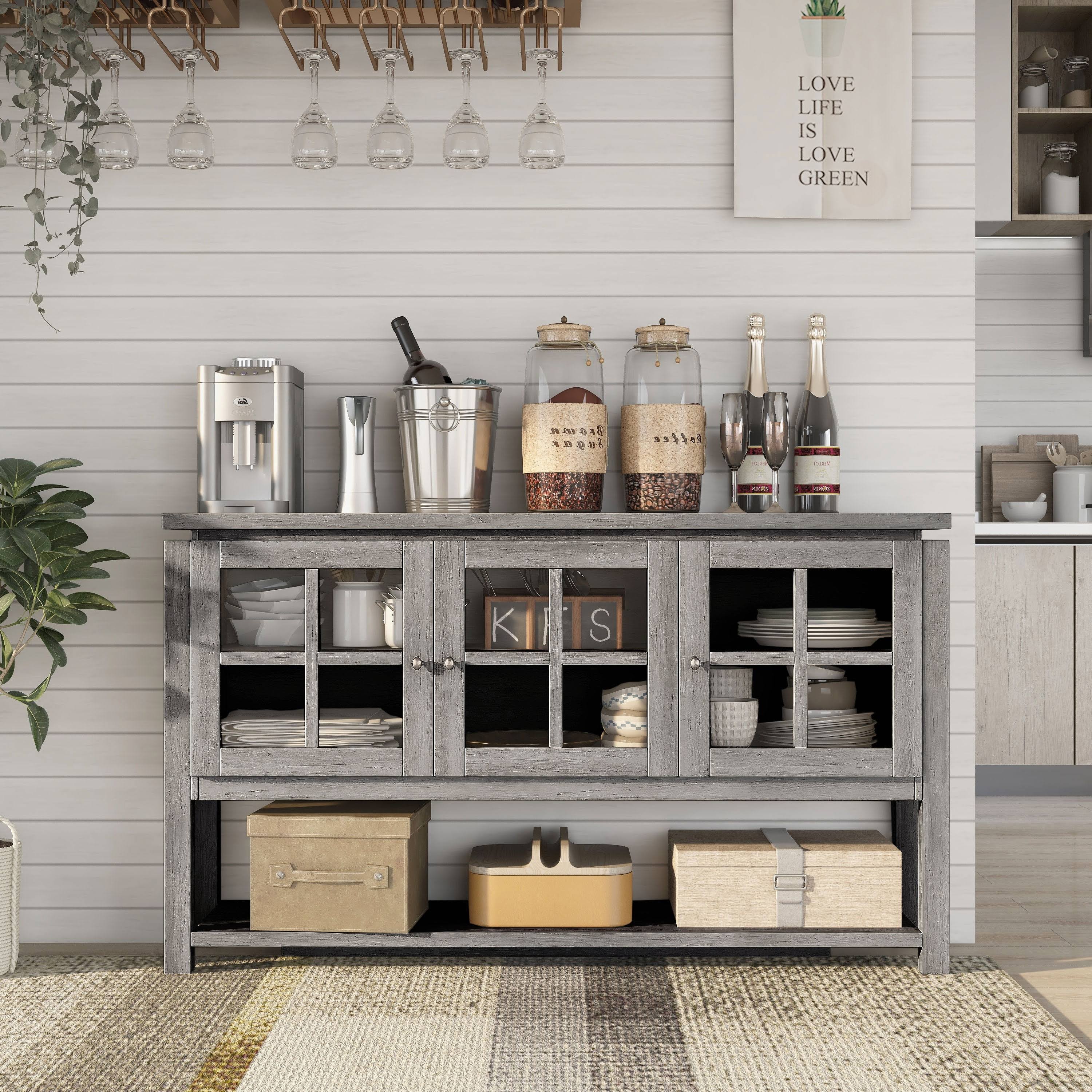 Gray Contemporary Buffet Table P589815