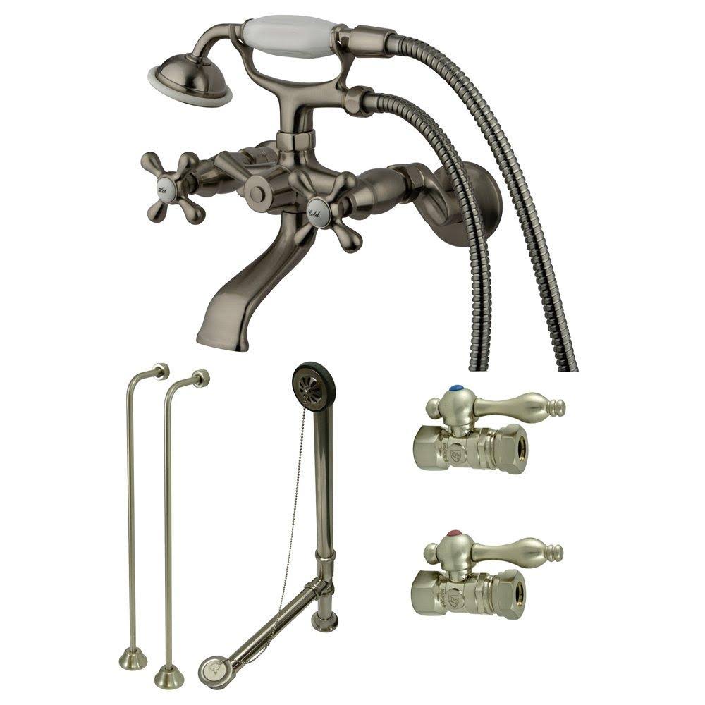 Vintage Wall Mount Clawfoot Faucet Package Brushed Nickel G557