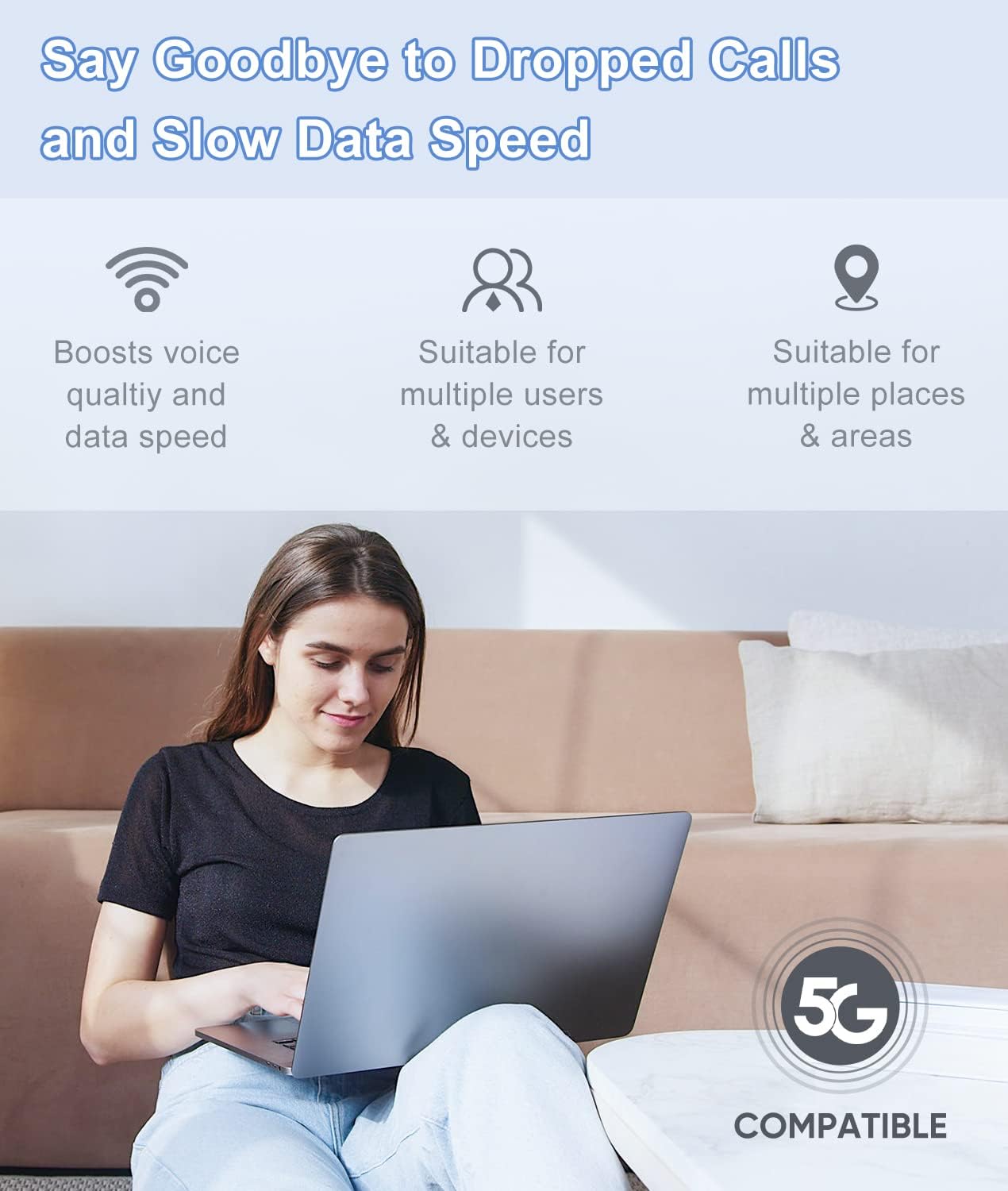 Cell Phone Signal Booster, 5 Band, 3G 4G LTE E861008