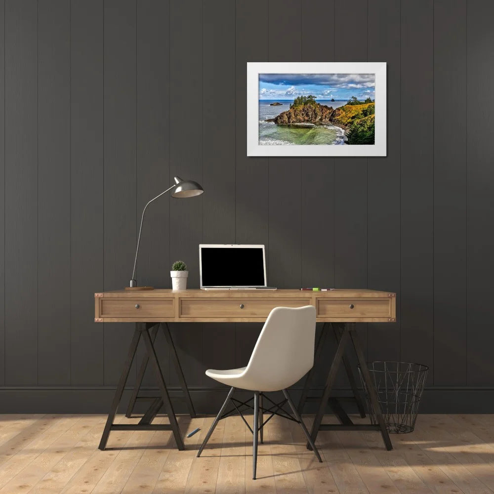 14x10 White Modern Wood Framed Art Print B26383