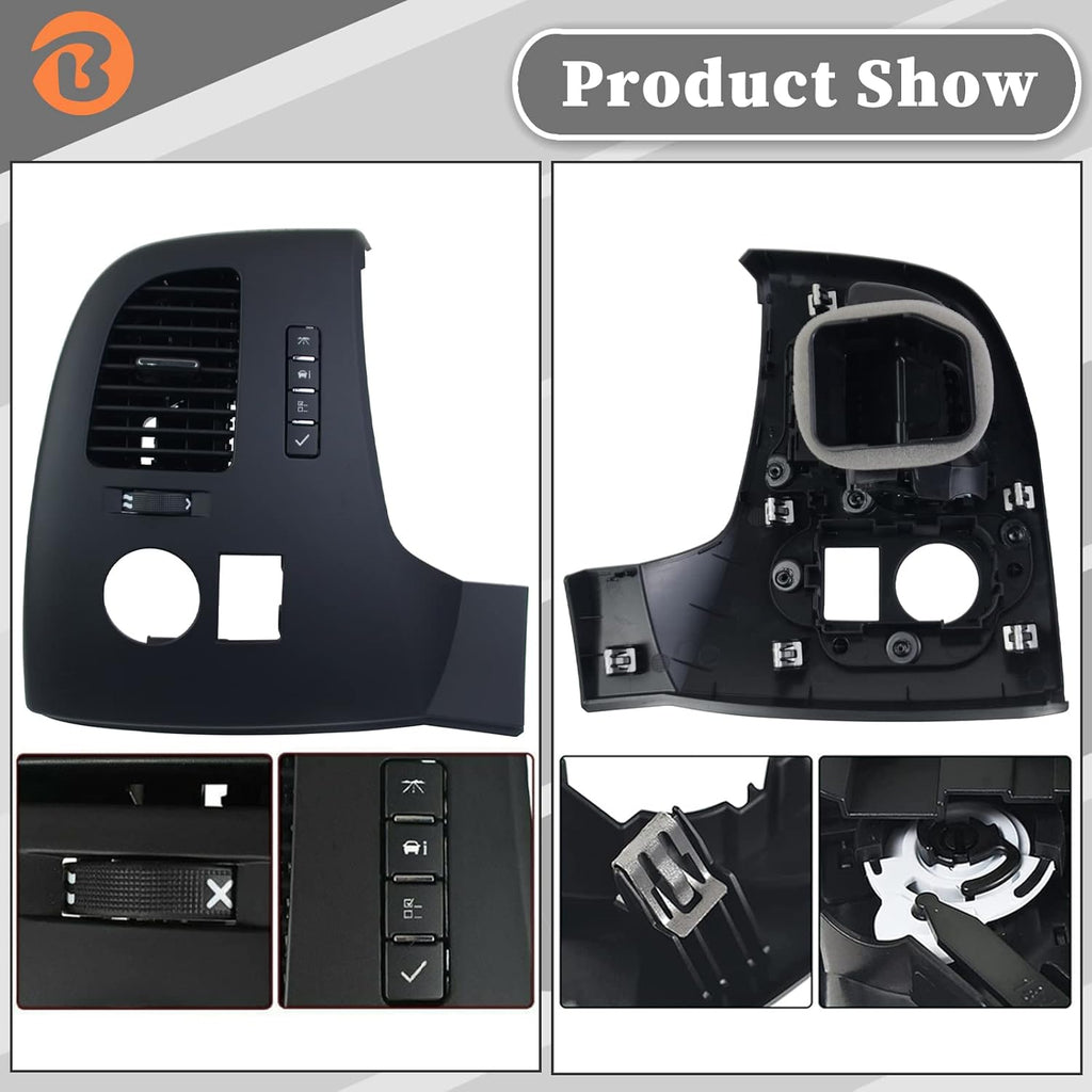 Driver Information Center Control Panel Air Vent Compatible with Chevy Suburban Tahoe Silverado GMC Sierra Yukon XL 1500 2500 3500 HD 2007-2013 Pack of 2 Y6938