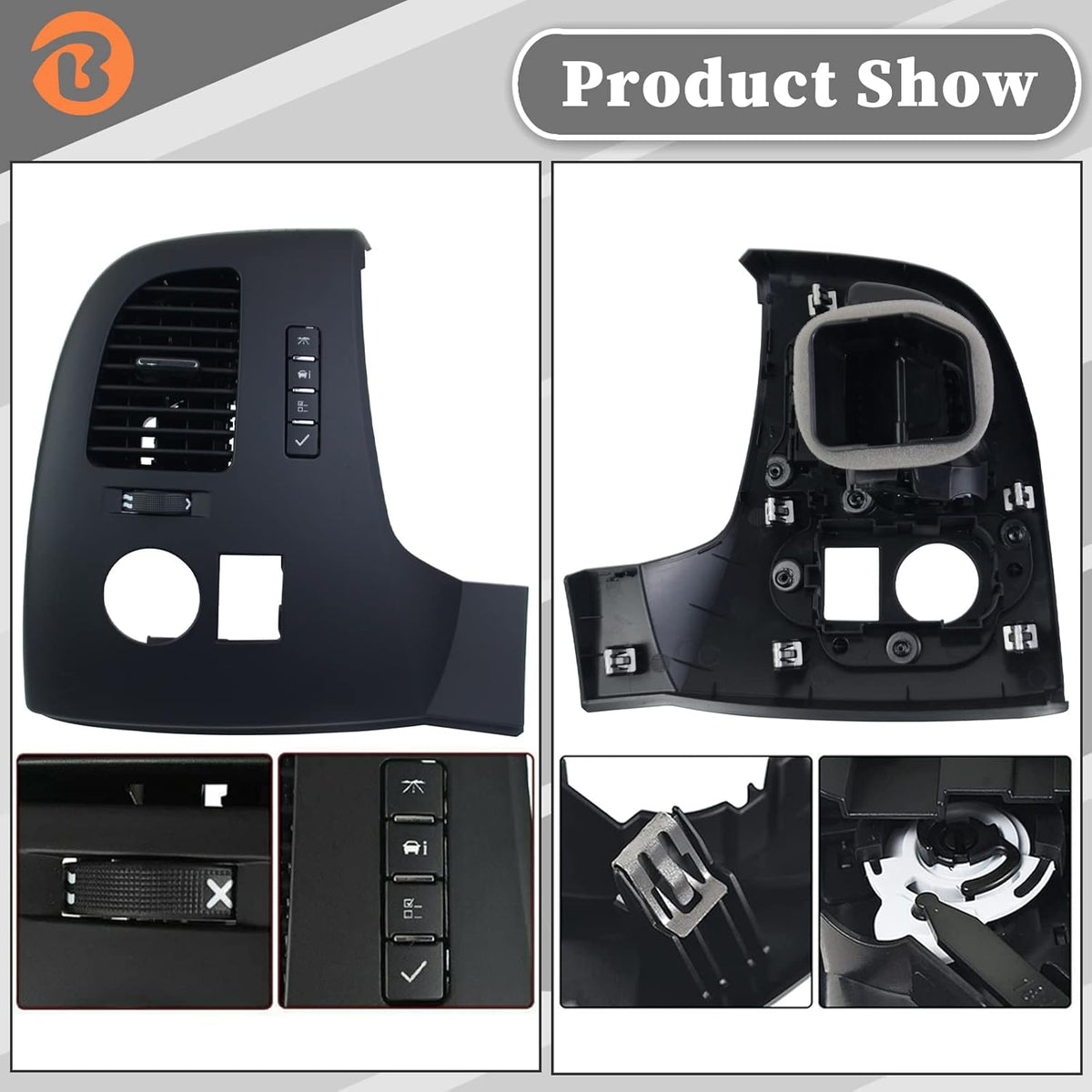 Driver Information Center Control Panel Air Vent Compatible with Chevy Suburban Tahoe Silverado GMC Sierra Yukon XL 1500 2500 3500 HD 2007-2013 Pack of 2 Y6938