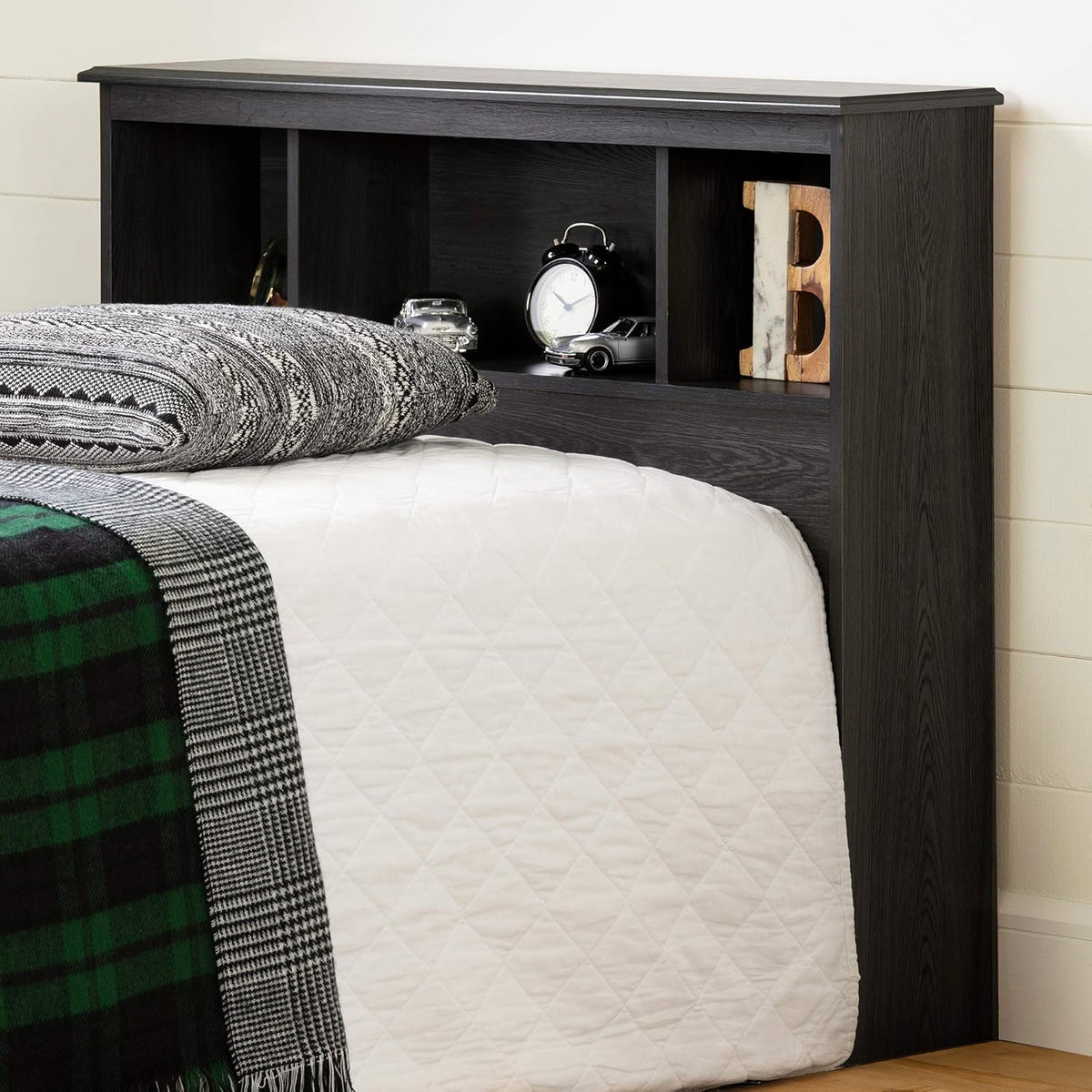 Gray Oak Twin Bookcase Headboard P74413