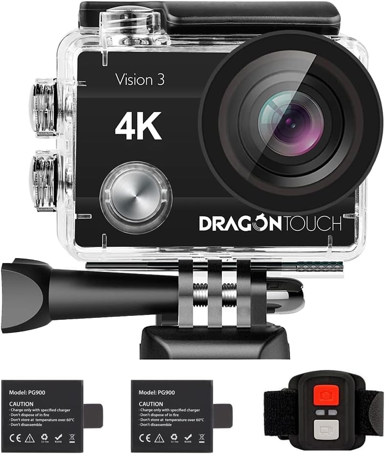 4K Action Camera Underwater Waterproof Sports Cam with Remote 2 Batteries Q895