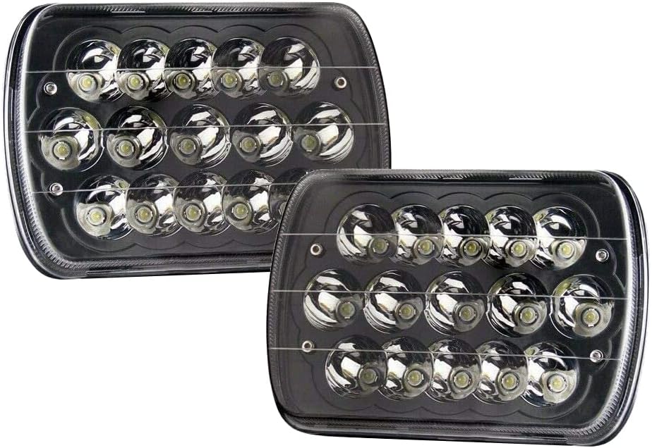 Black Pair 7x6 5x7 LED Headlights Sealed Beam Replacement Pack of 2 G5191