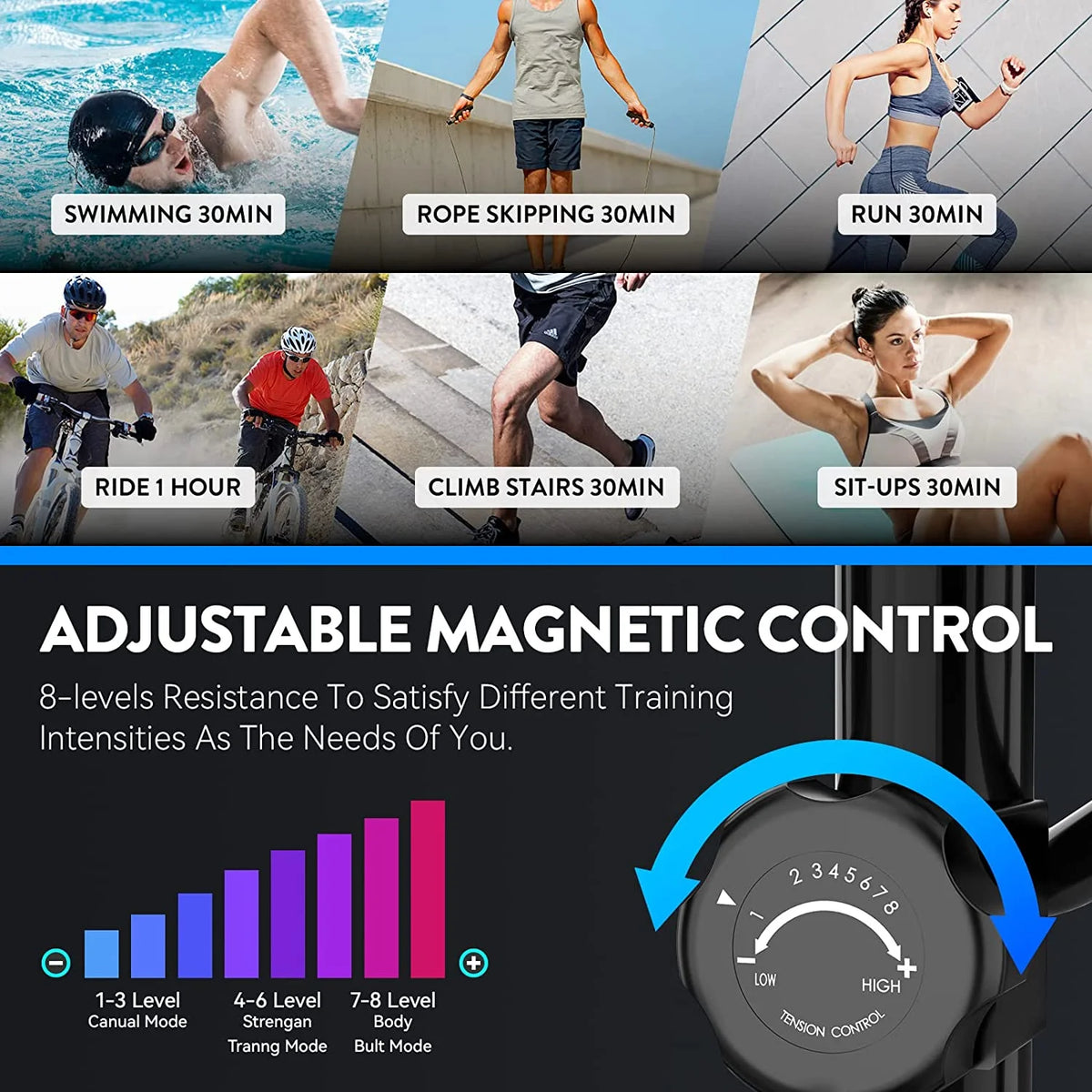 Magnetic Elliptical Exercise Machine with Pulse Rate Grips D675845