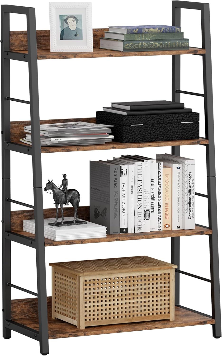 Rustic Brown 4 Tier Ladder Shelf Y390892