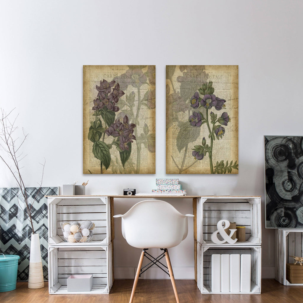 Purple Floral Shadows Diptych V819