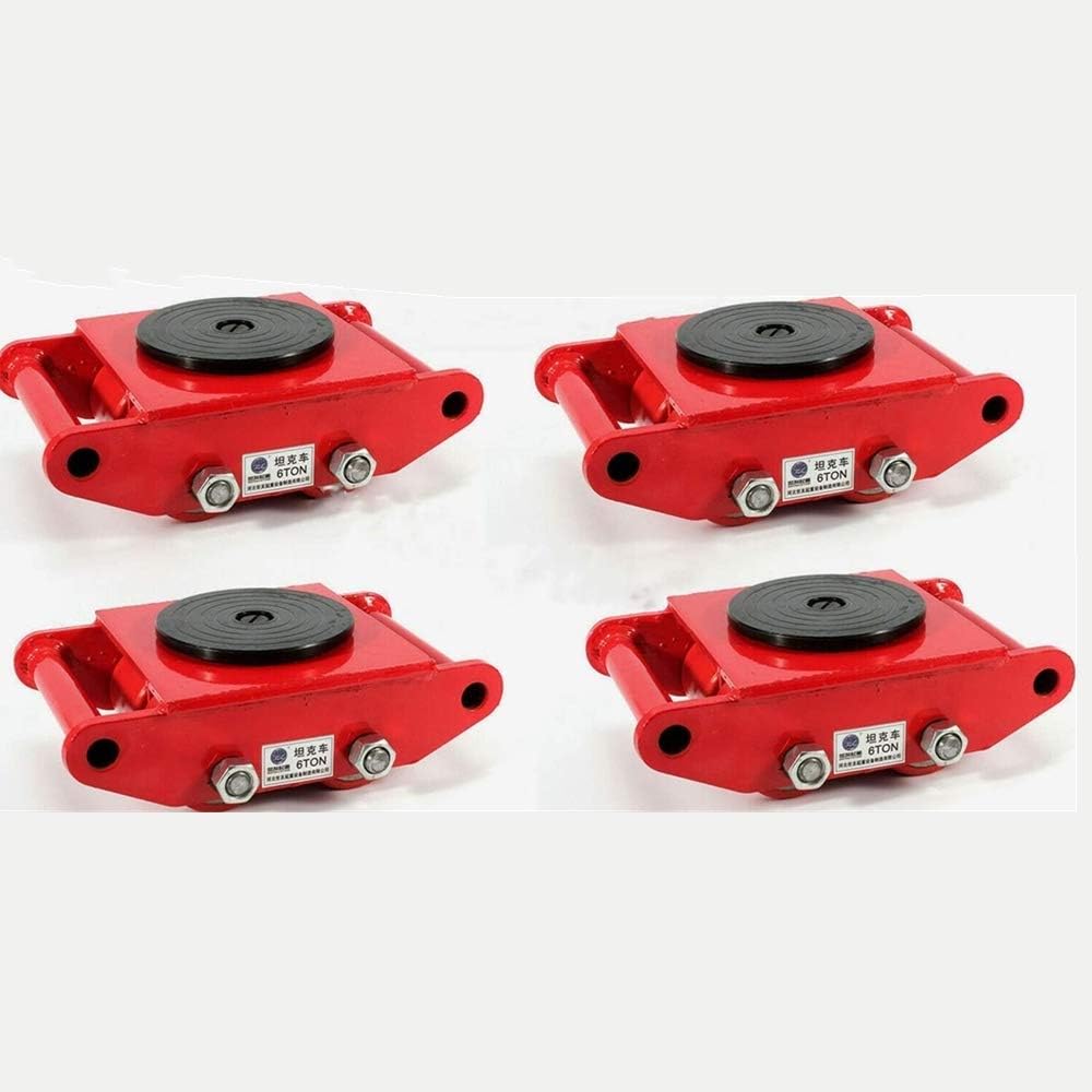 4Pcs Machinery Mover Set Machine Dolly Skate 4 Rollers 6Ton with 360° Rotate Cap M346602