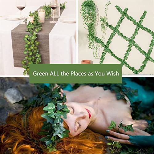 Fake Vines Artificial Ivy Garland with 100 LED String Light Hanging Plants Faux Greenery Leaves 6Pack with 100LED W498