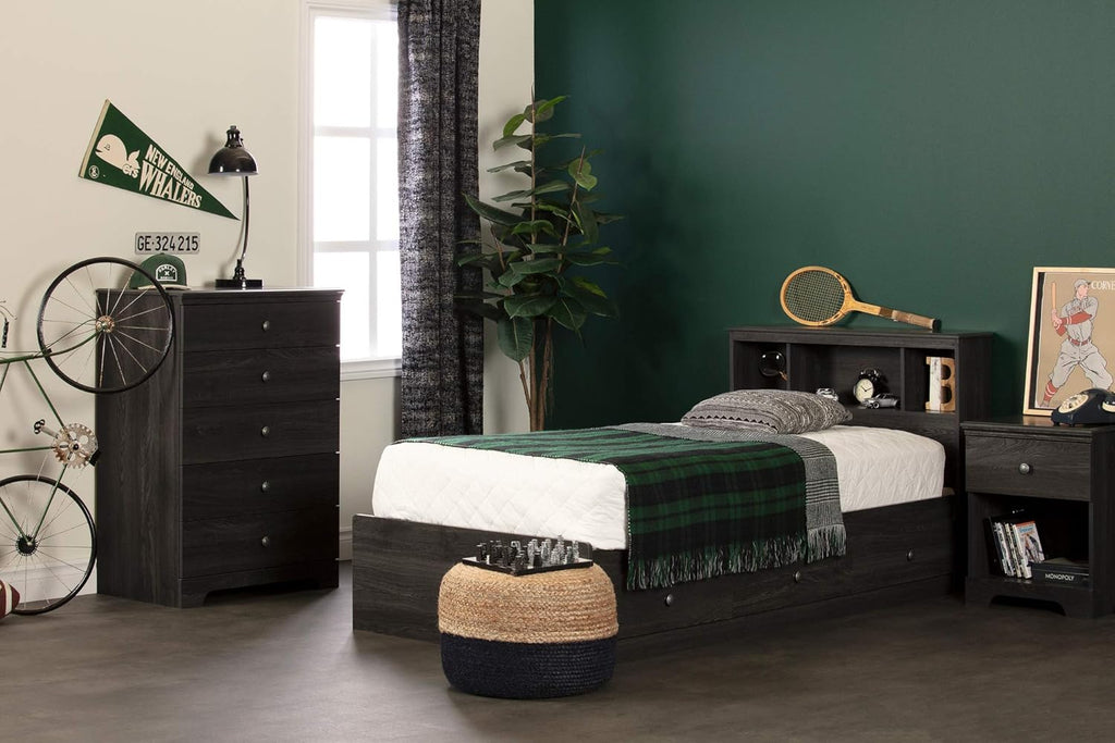 Gray Oak Twin Bookcase Headboard P74413