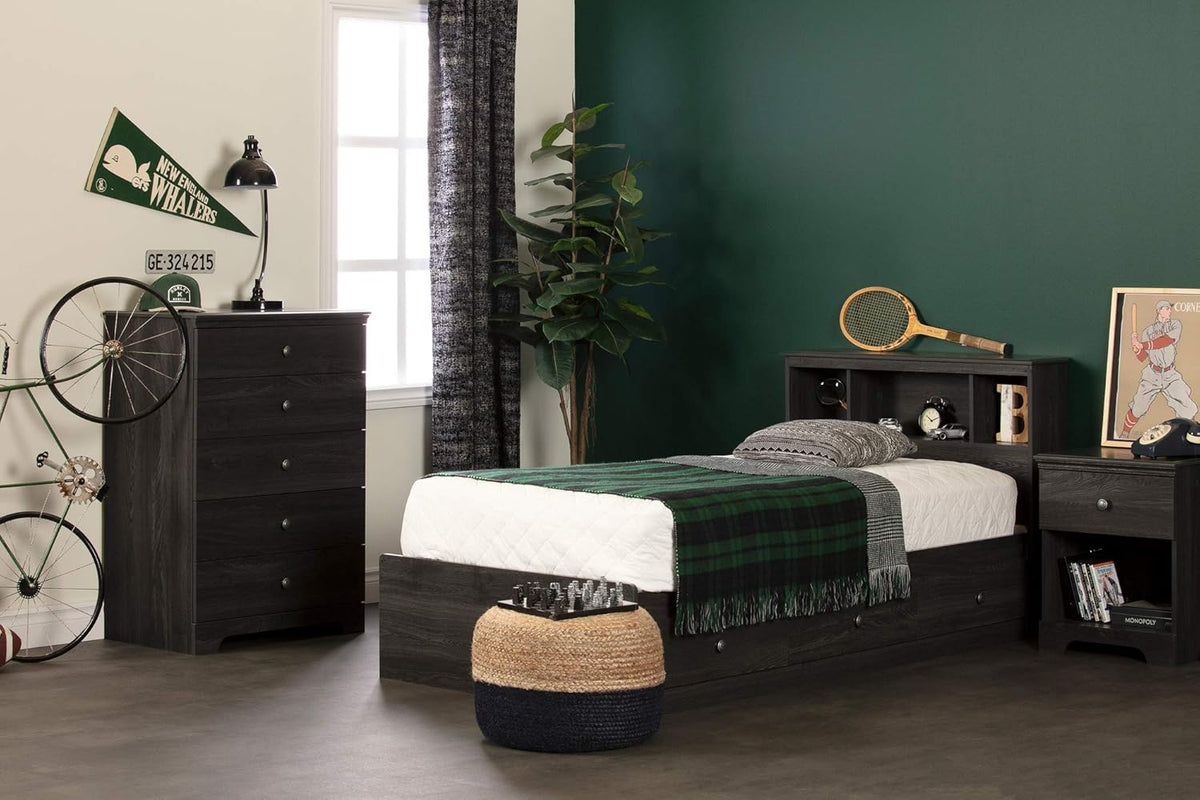 Gray Oak Twin Bookcase Headboard P74413
