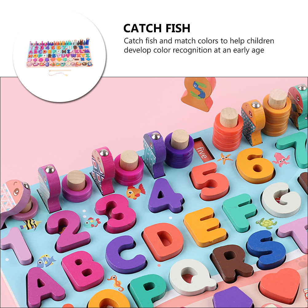 Wooden Magnetic Fishing Bricks Game Plaything M17431
