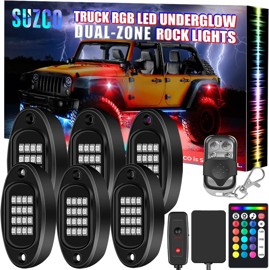 6-Pack LED RGB Neon Underglow Pod Rock Lights Kit, 96LEDs, Waterproof 12V T90073