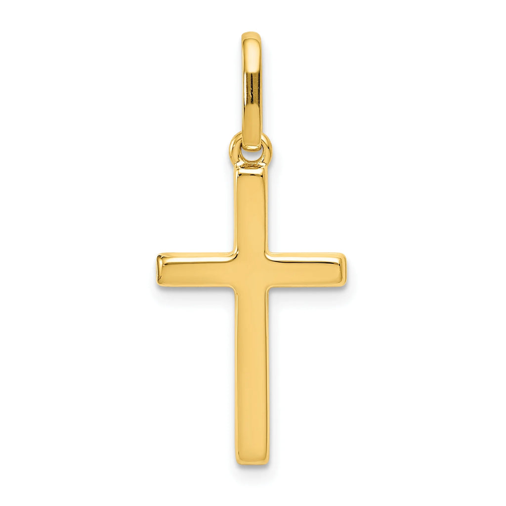 14K Yellow Gold Hollow Cross Pendant Charm with Rope Chain Necklace 20'' W768853