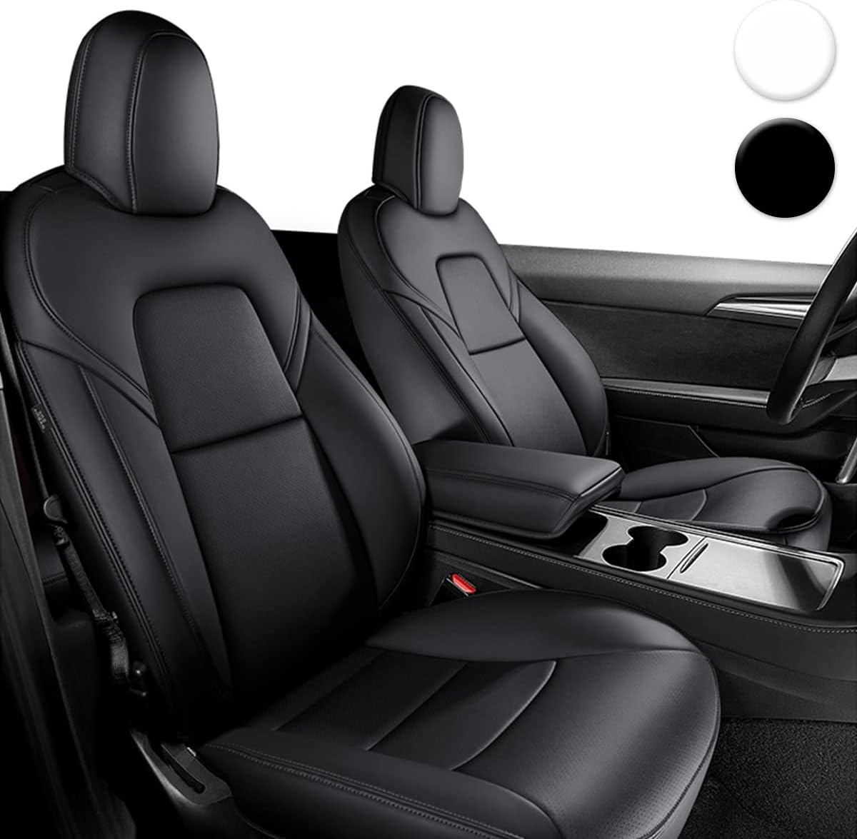 White Waterproof Car Seat Covers Full Set U702881