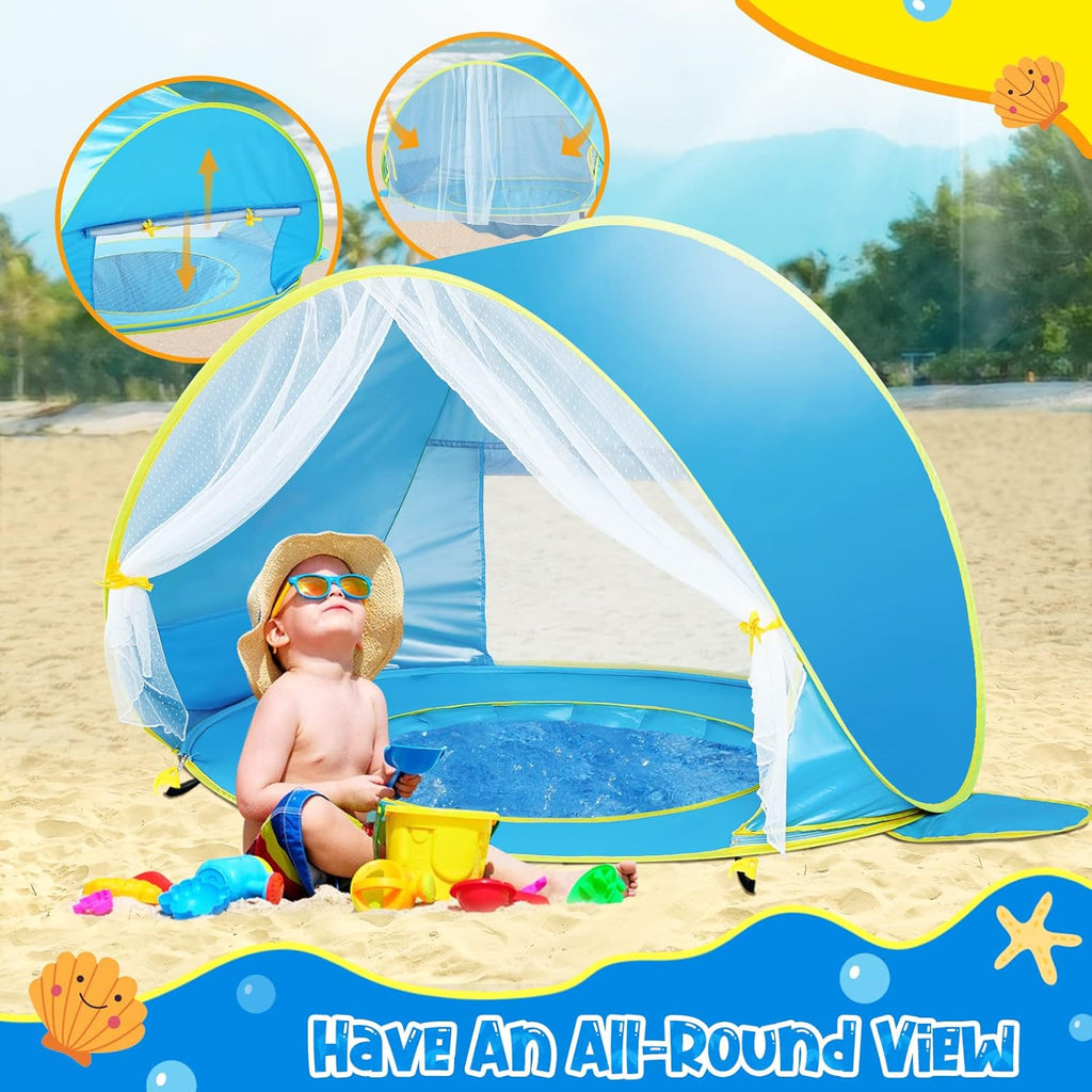 Baby Beach Tent Sun Shelter UPF50+ Pop Up Shade Pool (Front Mesh Blue) P96736