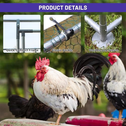 Large Metal Chicken Coop with Water-Resistant and Anti-UV Cover Walk-in Poultry Cage O928009