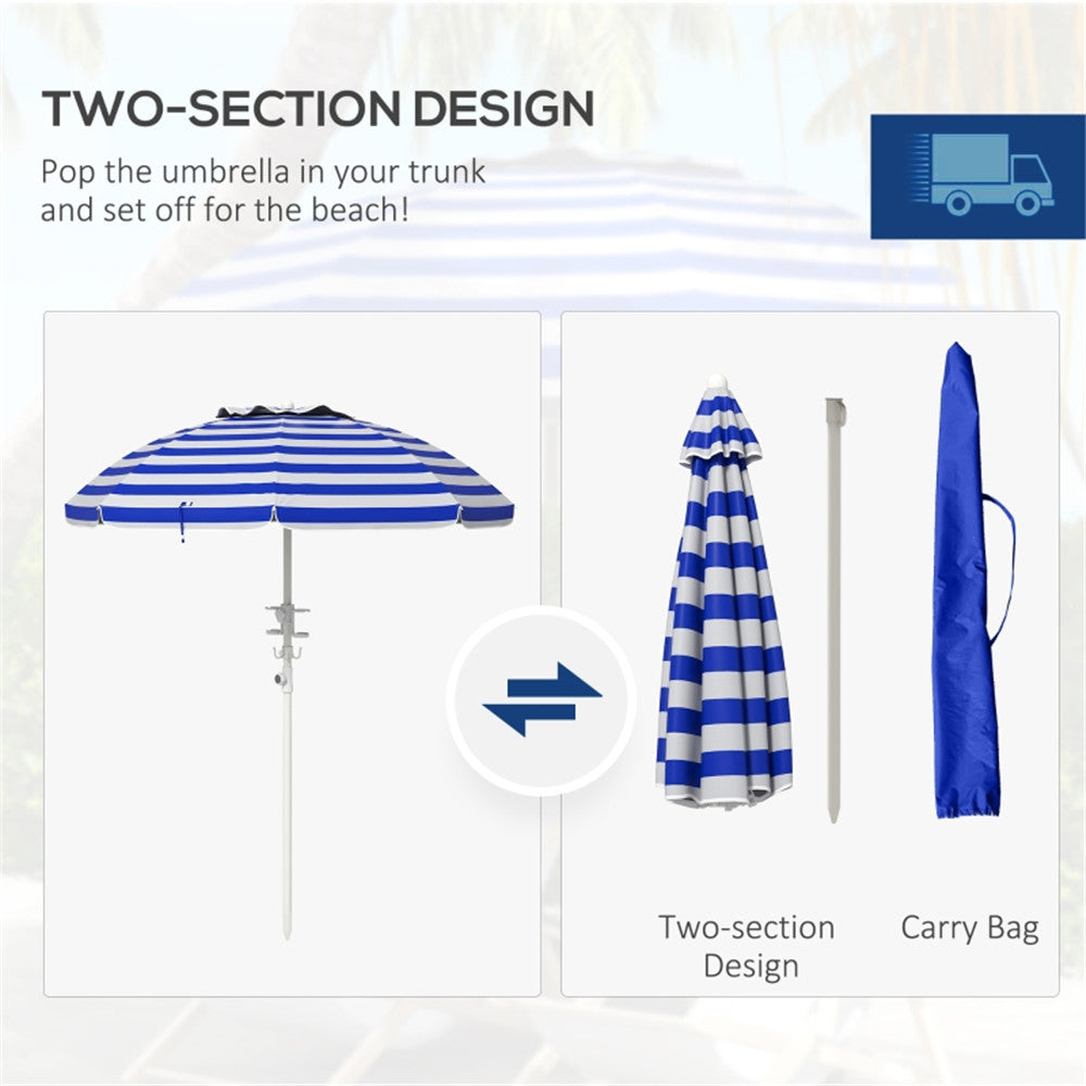 Striped Outdoor Beach Umbrella Parasol E884948
