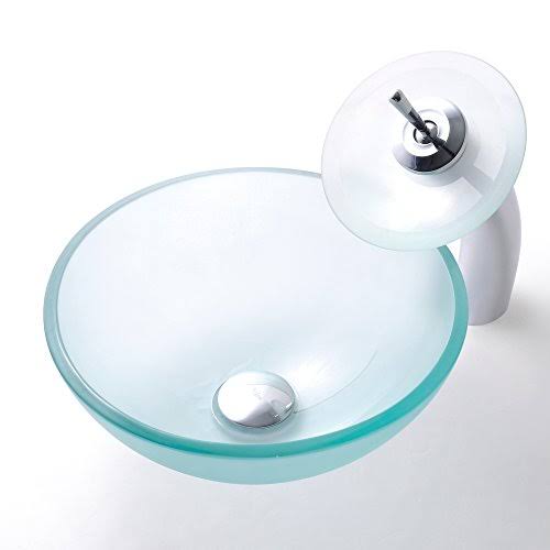 Frosted Glass Oil Rubbed Bronze Vessel Sink I5781