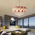 Pink Rose Flower Crystal Pendant Ceiling Lamp X3951
