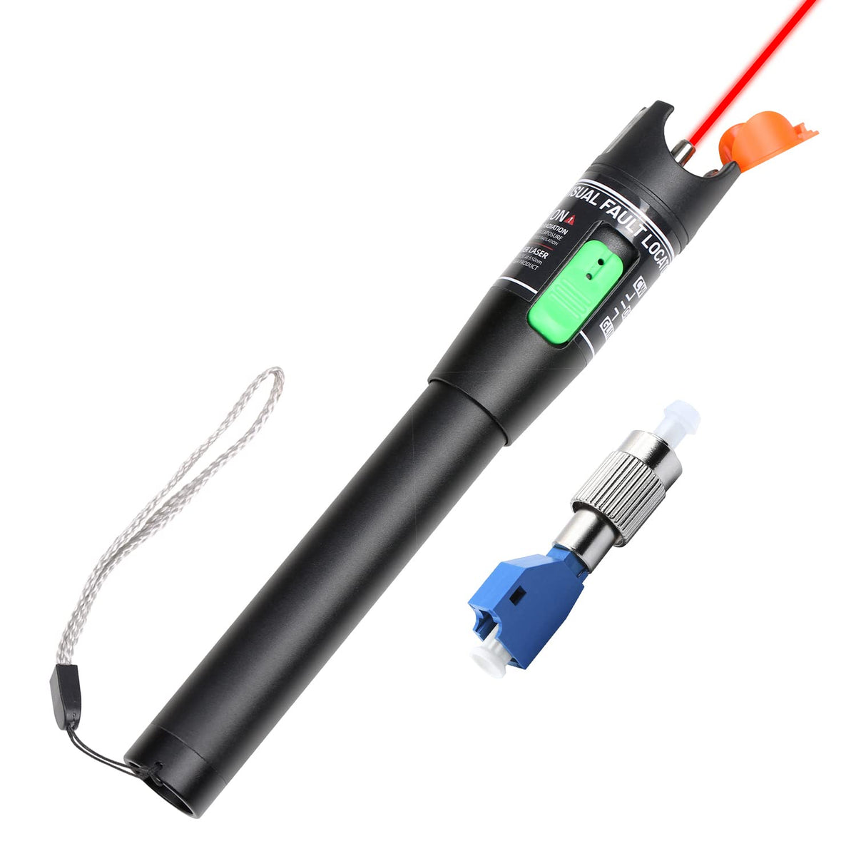 Visual Fault Locator, 30mW Optic Fiber Cable Tester with FC Male to LC Female Adapter, 30KM Red Light Source Meter X64889