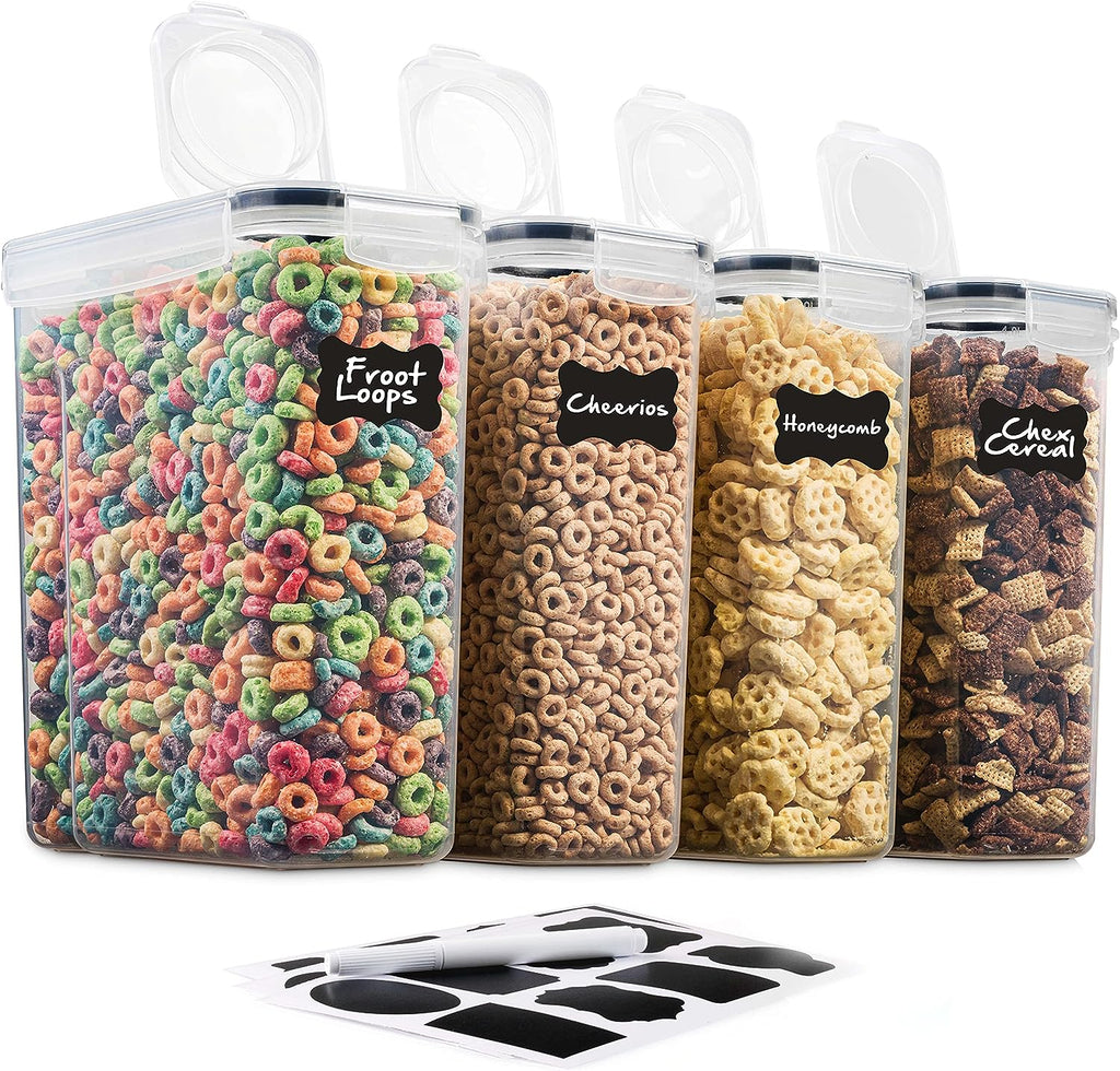 Set of 4 Large BPA-Free Plastic Cereal Storage Containers G9310