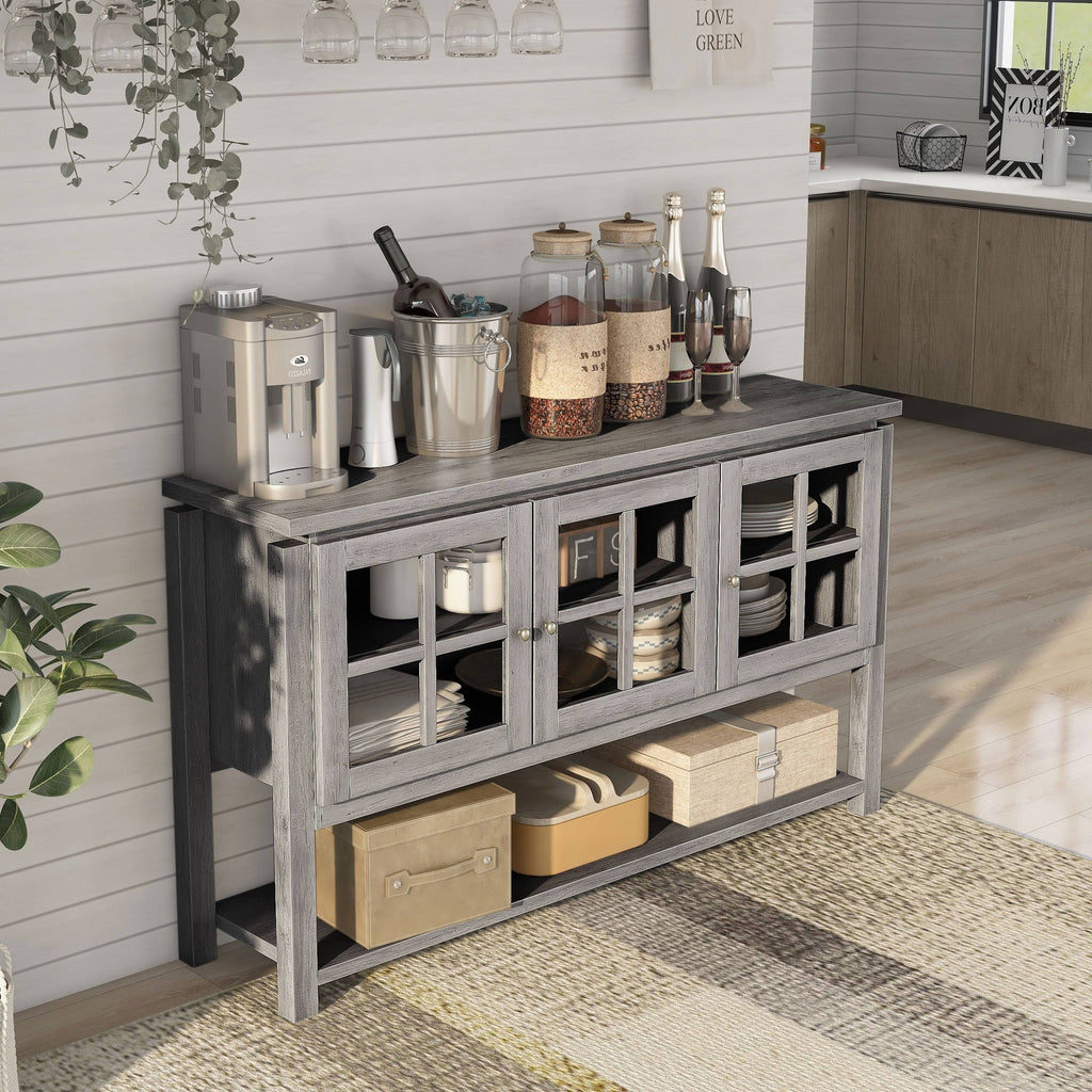 Gray Contemporary Buffet Table P589815