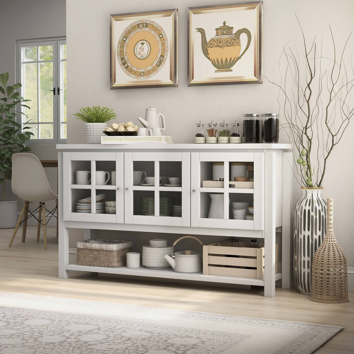 Gray Contemporary Buffet Table P589815