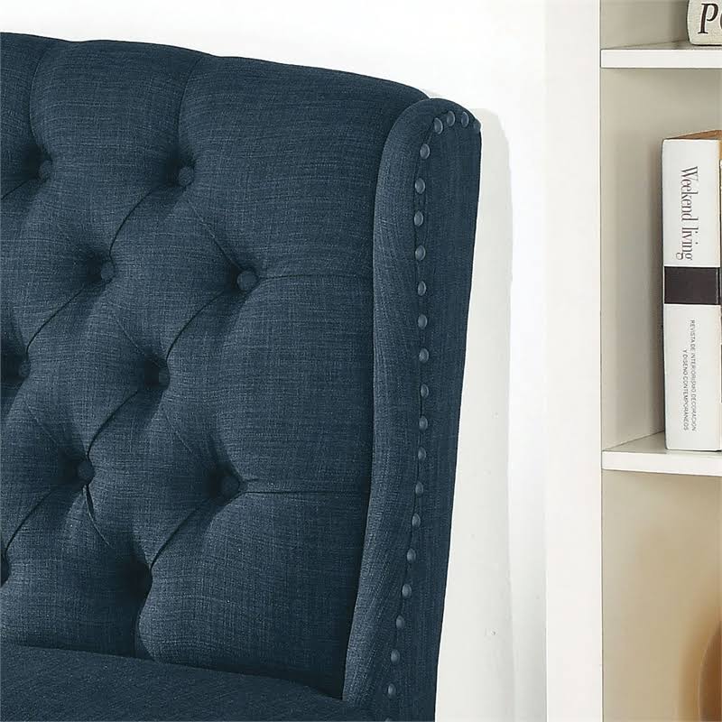 Blue Tufted Fabric Loveseat Bench S92850