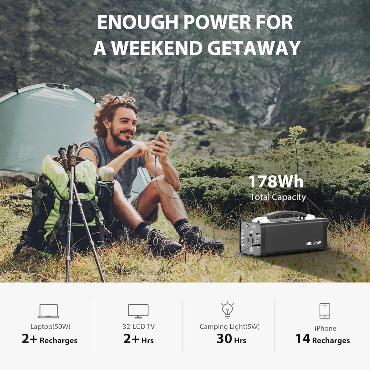 178Wh Portable Power Station with AC Outlet I511