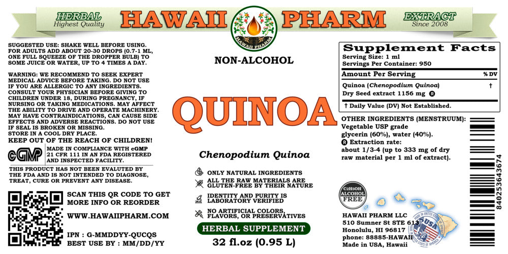 Quinoa Dry Seed Alcohol-Free Liquid Extract Glycerite 32 Fl.Oz U2896