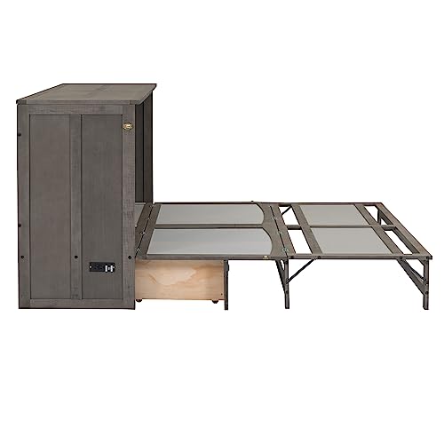 Queen Size Murphy Bed Chest with Storage Drawers R496360