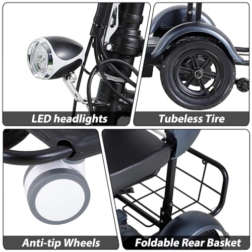 Blue 3-Wheel Folding Mobility Scooter Q92545