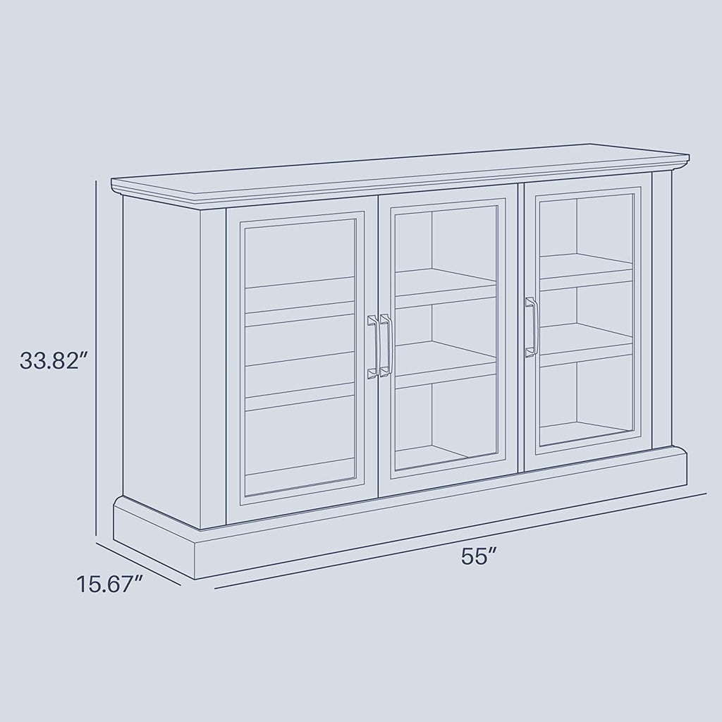 Rustic Grey Wood Sideboard Buffet Entertainment Center with Storage Cabinet R58332