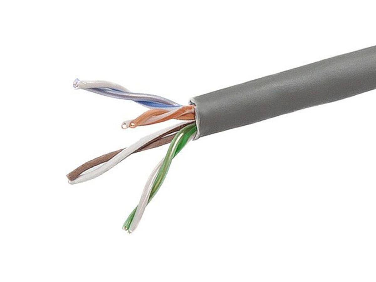 1000ft 24AWG Cat5e 350MHz UTP Solid Plenum Bulk Ethernet Bare Copper Cable Gray S6821