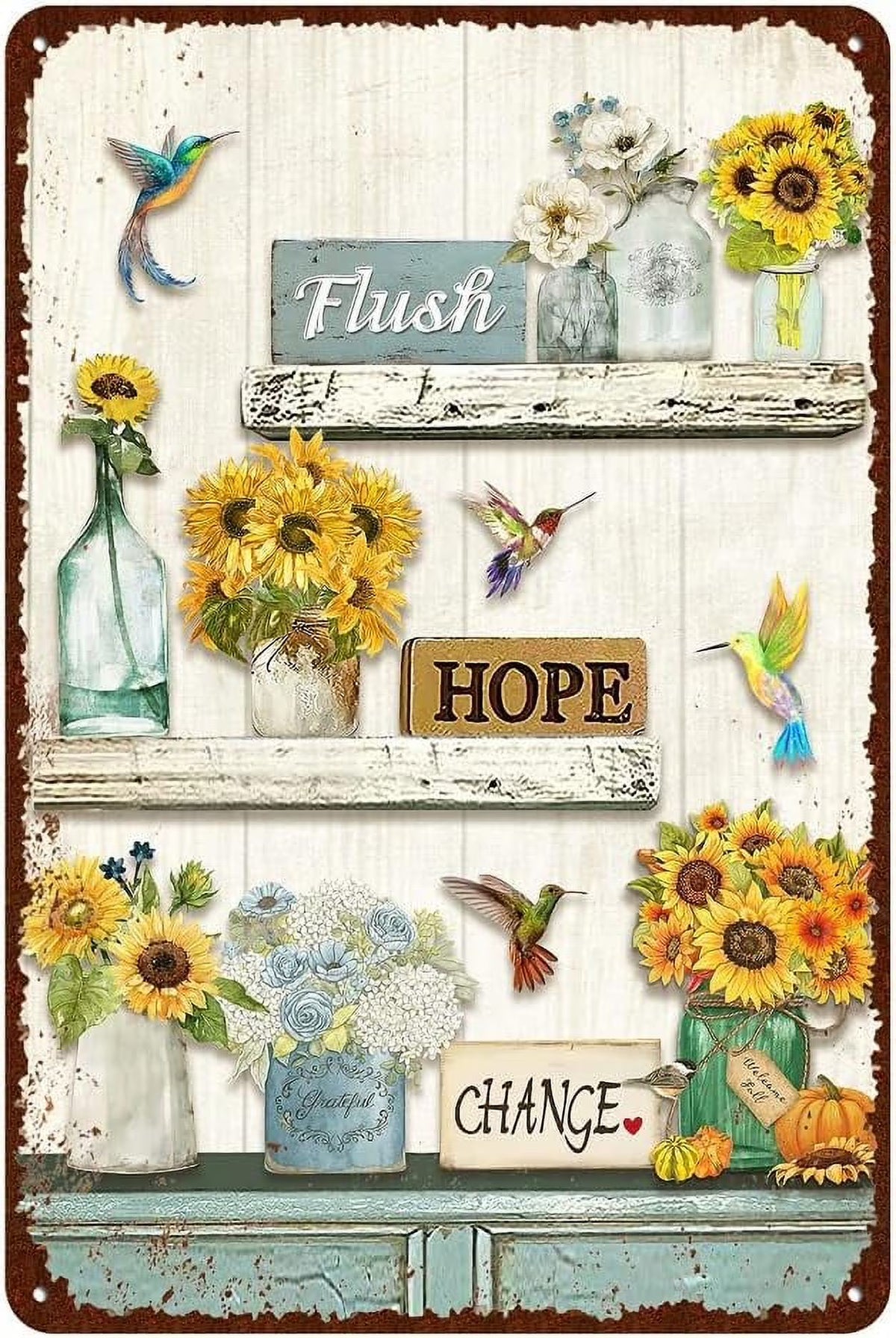 Vintage Farmhouse Bathroom Metal Tin Signs 8X12 Inches K842