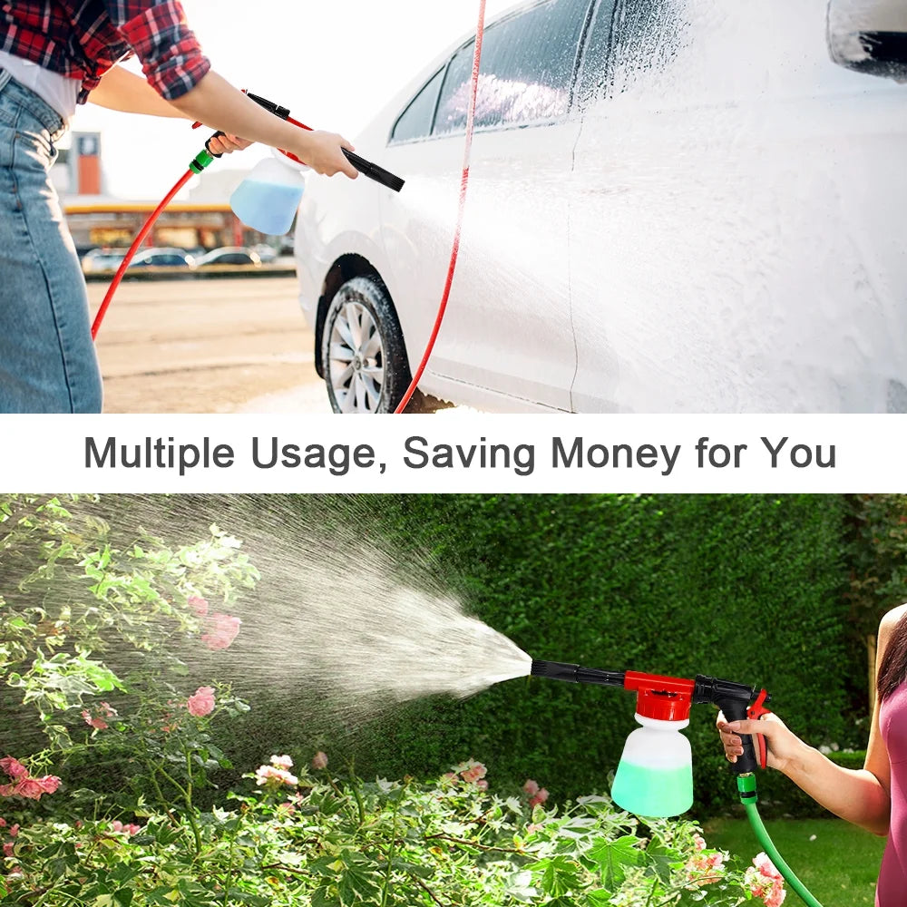 Car Wash Foam Sprayer Nozzle Kit with 1 Liter Bottle Universal Connectors Z33178