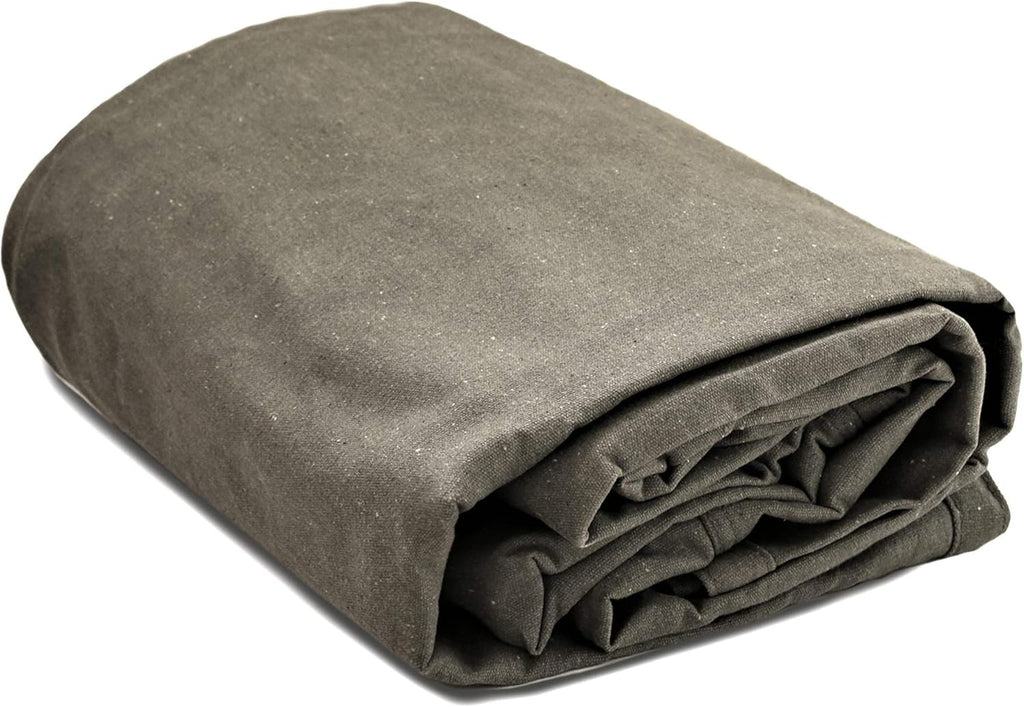 Canvas Tarp 18 oz. Waterproof UV Resistant Rustproof Grommets Cloth Tarp 10'x14' Brown I331591