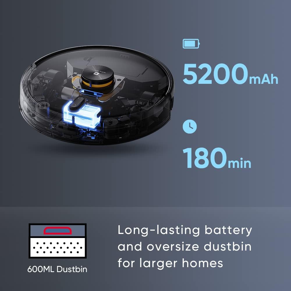 realme Robot Vacuum Cleaner with Lidar Navigation, 3000pa Suction, 180min Runtime Q75886