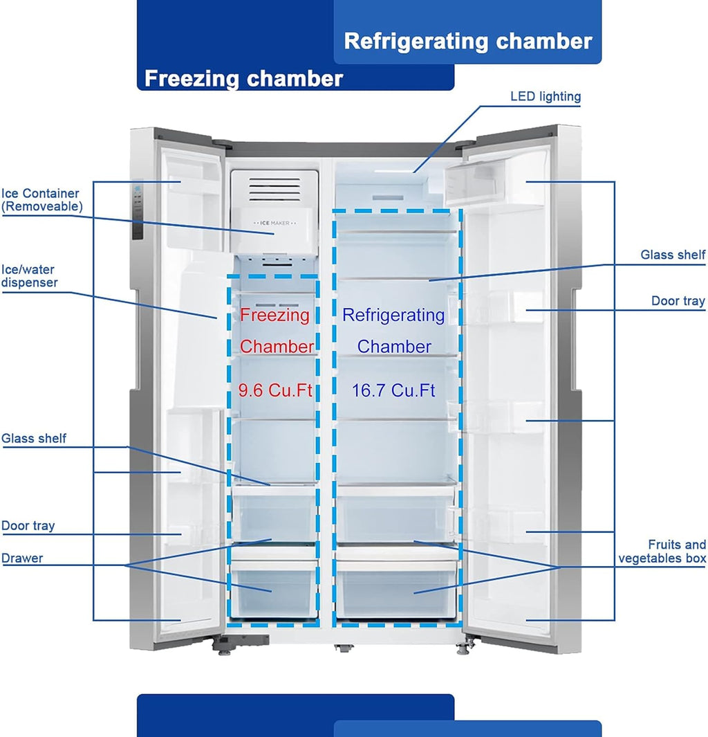 36 Inch French Door Refrigerator 26.3 Cu.Ft Freestanding with Auto Ice Maker and Water Dispenser Stainless Steel X117377