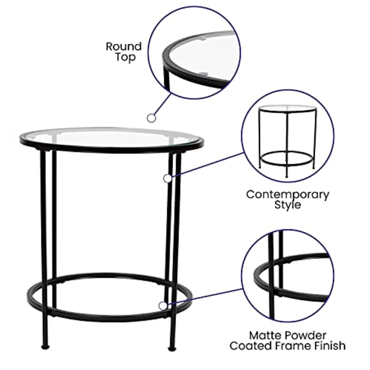 Clear Matte Black End Table Z52381