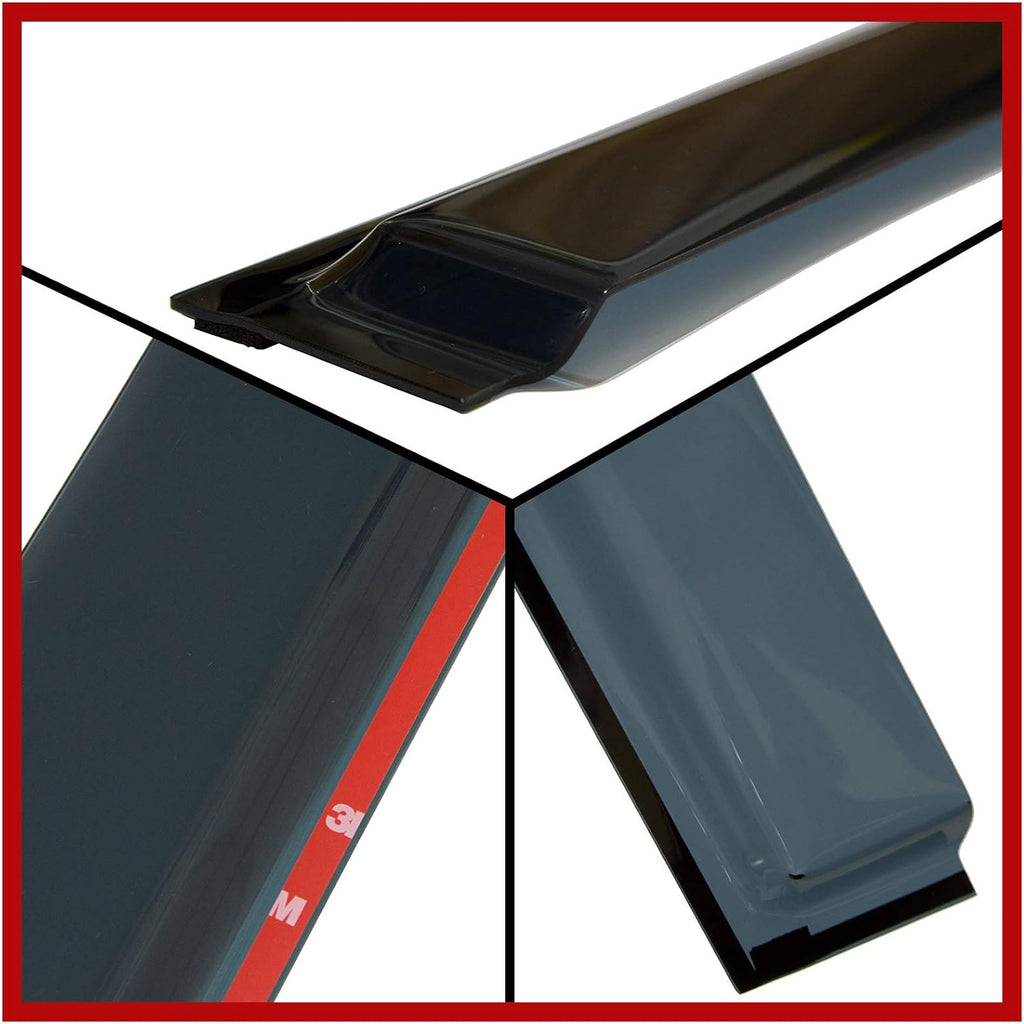 Smoke Tinted Tape-On Side Window Visor Deflectors Rain Guards Pack of 2 Y78965